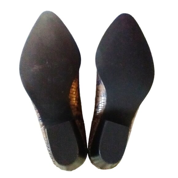 Steve Madden Cheyene Mid-Heel Brown Black Snake Leather Ankle Boots - Size 7M - Picture 7 of 8